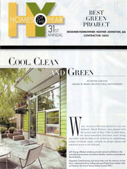Heather Johnston Architect, AIA, La Jolla California wins HOME OF THE YEAR award from San Diego Home/Garden Lifestyles